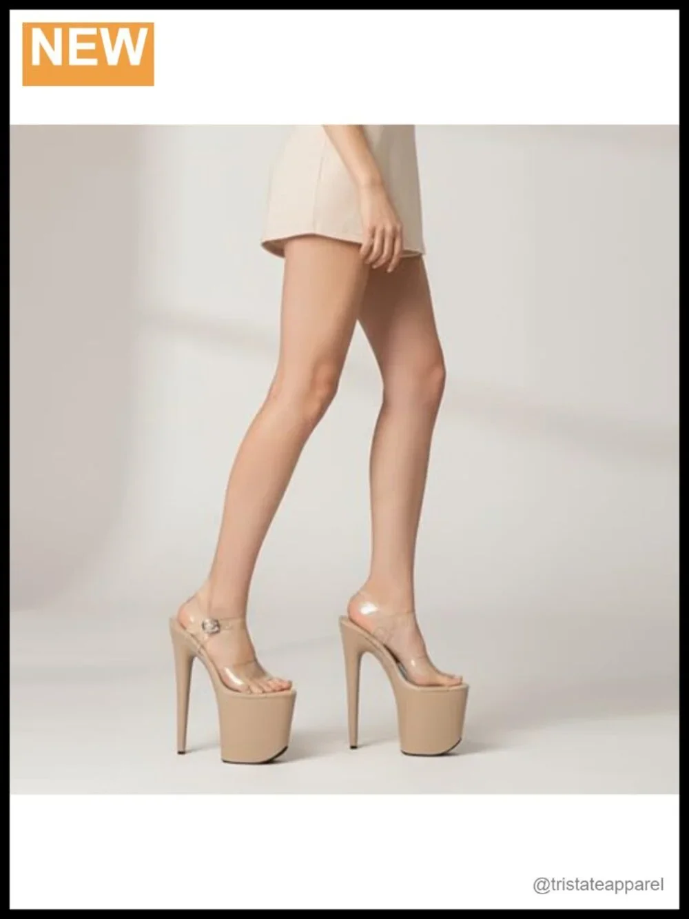 Womens 8 Inch Clear High Heel Platform Sandal Stiletto Pole Dance Shoes